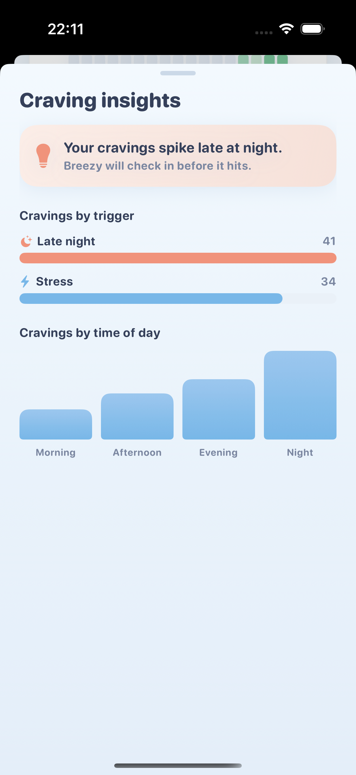 Breezy craving insights screen